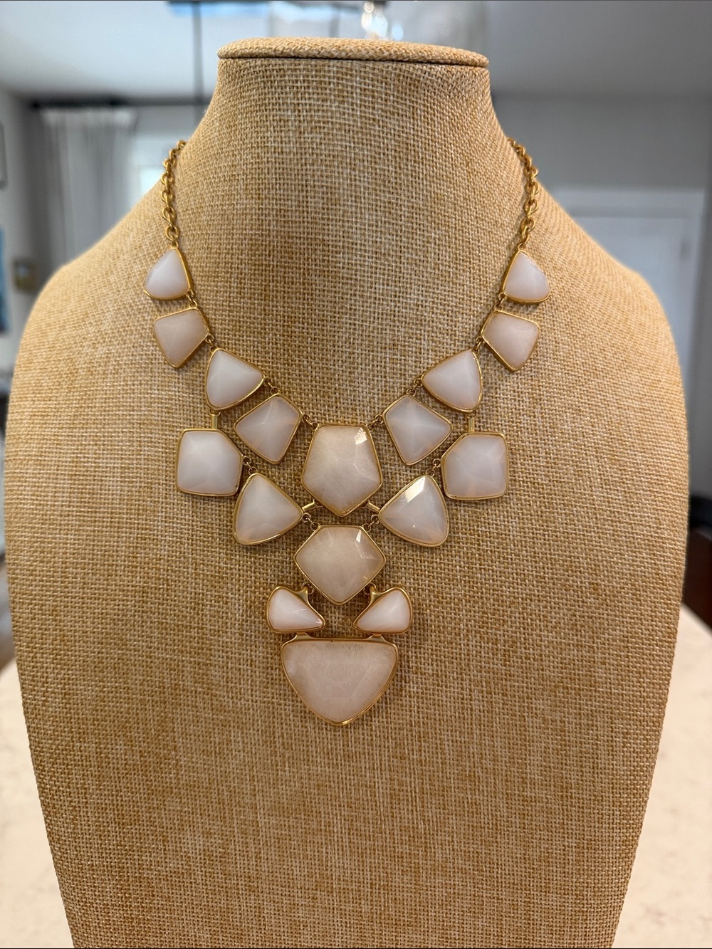 Stella & Dot Cream Stone Gold-Tone Bib Necklace